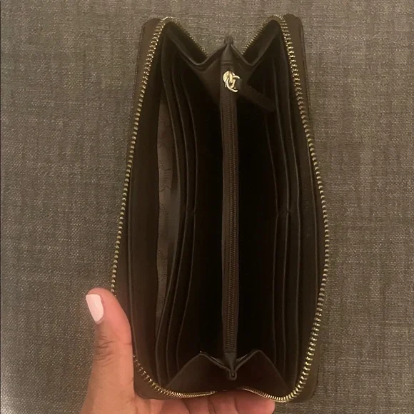 Michael Kors Signature Dark Brown Zip-Around Wallet - Picture 10 of 16